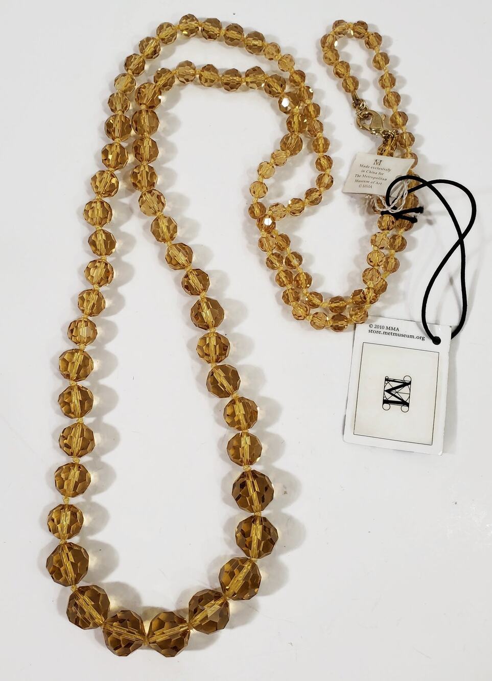 Metropolitan Museum of Art MMA Faceted Citrine Colored Crystal Bead Necklace 39"